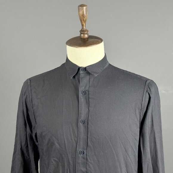 TRANSIT UOMO 200 Black Cotton Long Sleeve Button Down Shirt Size M - Picture 3 of 11